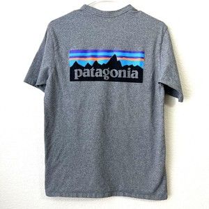 Patagonia Mens Shirt Size Small Regular Fit Gray Short Sleeve Spellout on back